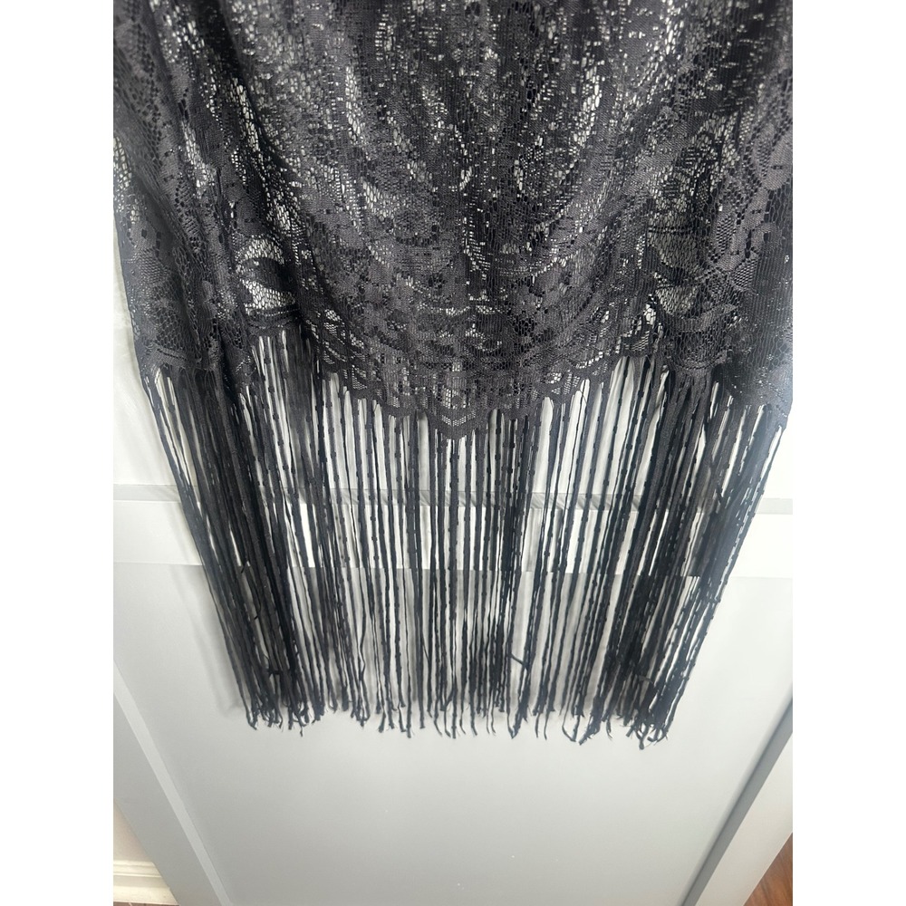 Torrid Womens Black Floral Lace Fringe Sleeveless Top Keyhole Back Plus Size 1 - Picture 4 of 6